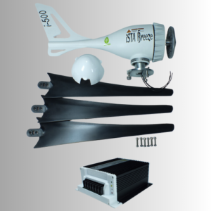 Aerogenerador i 500 24 Voltios con regulador de carga con freno manual externo
