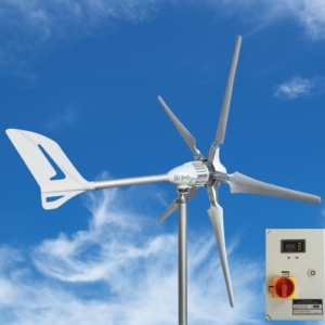 Aerogenerador i 2000 48 Voltios 5 aspas color blanco con regulador de carga