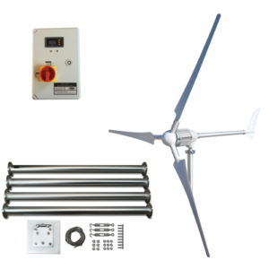 Kit con Mástil para Aerogenerador i700 48 Voltios aspas color blanco con regulador de carga programable Freno externo