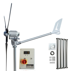 Kit con mástil para Aerogenerador Cabezal Basculante Wind Safe 1500 24 Voltios con Regulador de carga Programable