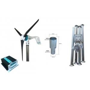 Kit con Mastil para Aerogenerador Air Speed 500 - 24 Voltios con regulador de carga hibrido con freno manual externo